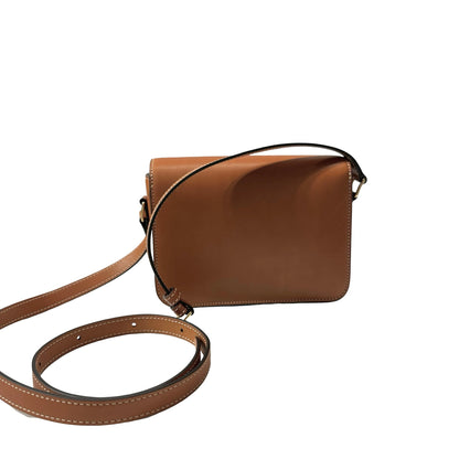 Used Céline Calfskin Leather Triomphe Shoulder Bag GHW Brown