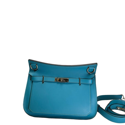Used HERMES Swift Jypsiere 28 Shoulder Bag Bleu Jean PHW