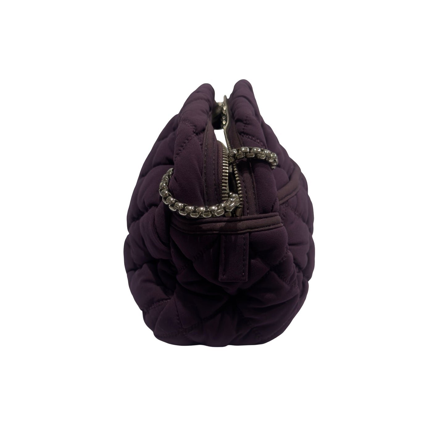 Used CHANEL Quilted Nylon Quilted Cloud Bag Shoulder Bag Purple PHW