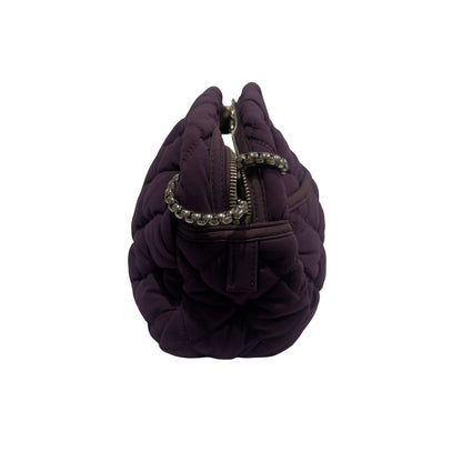 Used CHANEL Quilted Nylon Quilted Cloud Bag Shoulder Bag Purple PHW