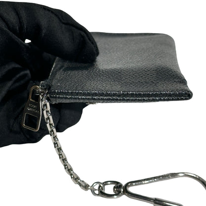 Used LOUIS VUITTON Damier Ebene Canvas KEY POUCH Pouch Black
