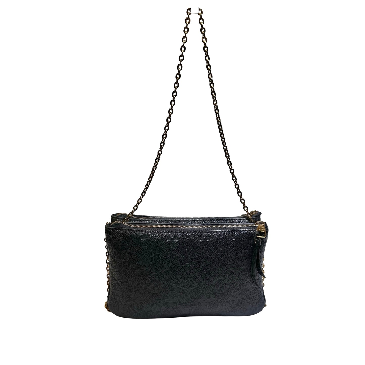 Used LOUIS VUITTON Monogram Eclipse coated canvas Double Zip Pochette Shoulder Bag Black GHW