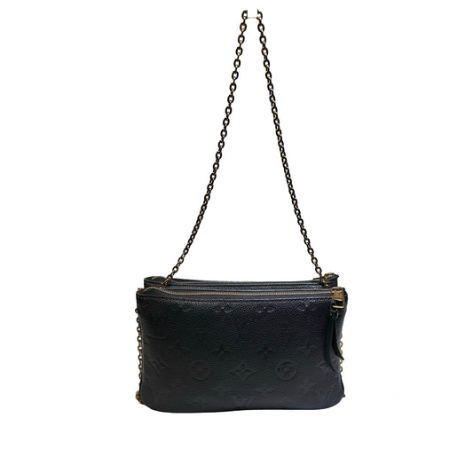 Used LOUIS VUITTON Monogram Eclipse coated canvas Double Zip Pochette Shoulder Bag Black GHW
