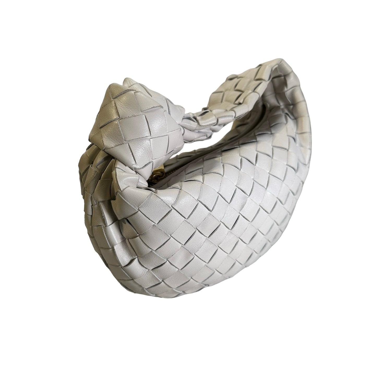 Used BOTTEGA VENETA Intrecciato Leather Jodie Handbag White GHW