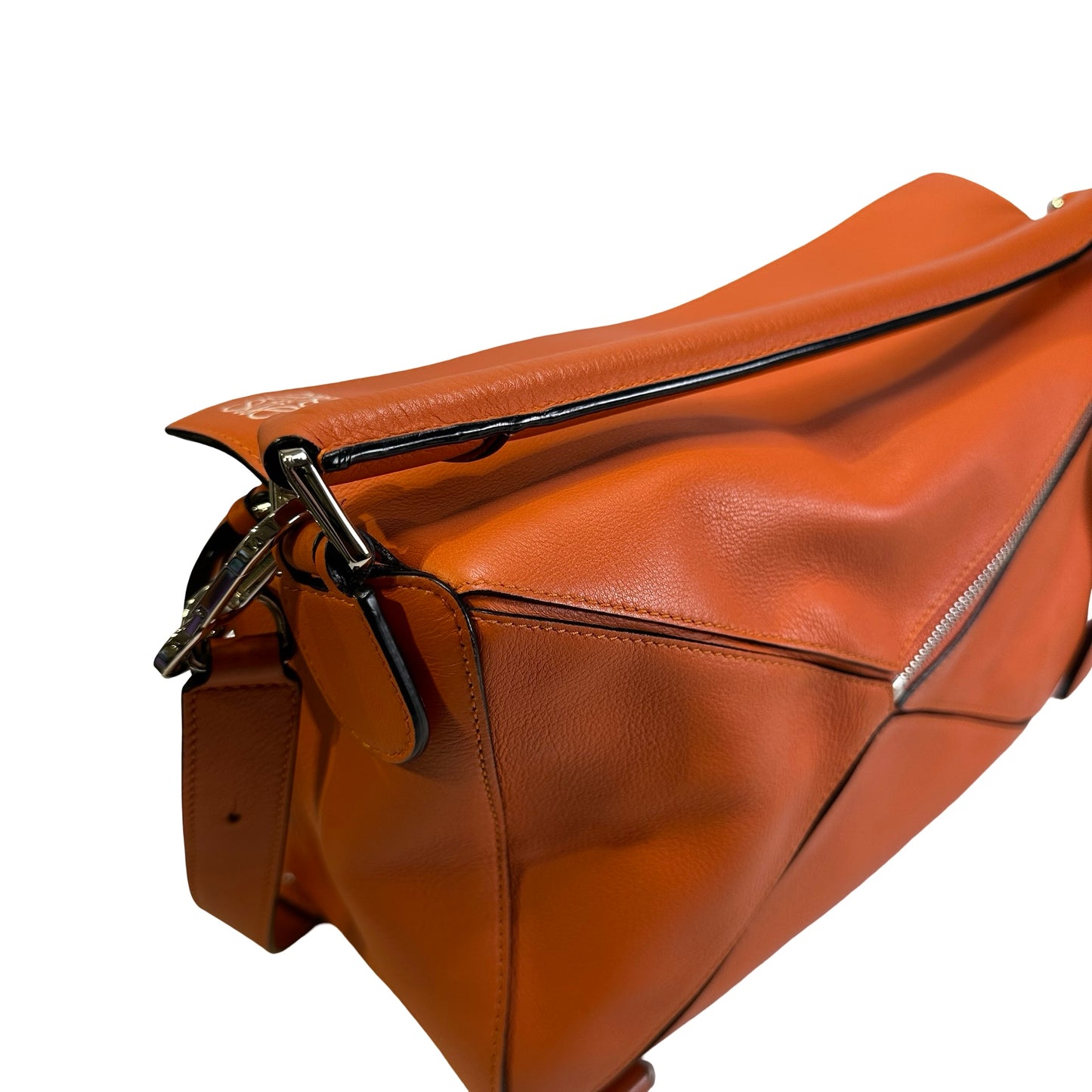 Used LOEWE Leather Puzzle Bag Handbag Orange