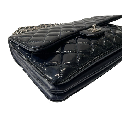Used CHANEL Patent Leather FLAP Shoulder Bag Black PHW
