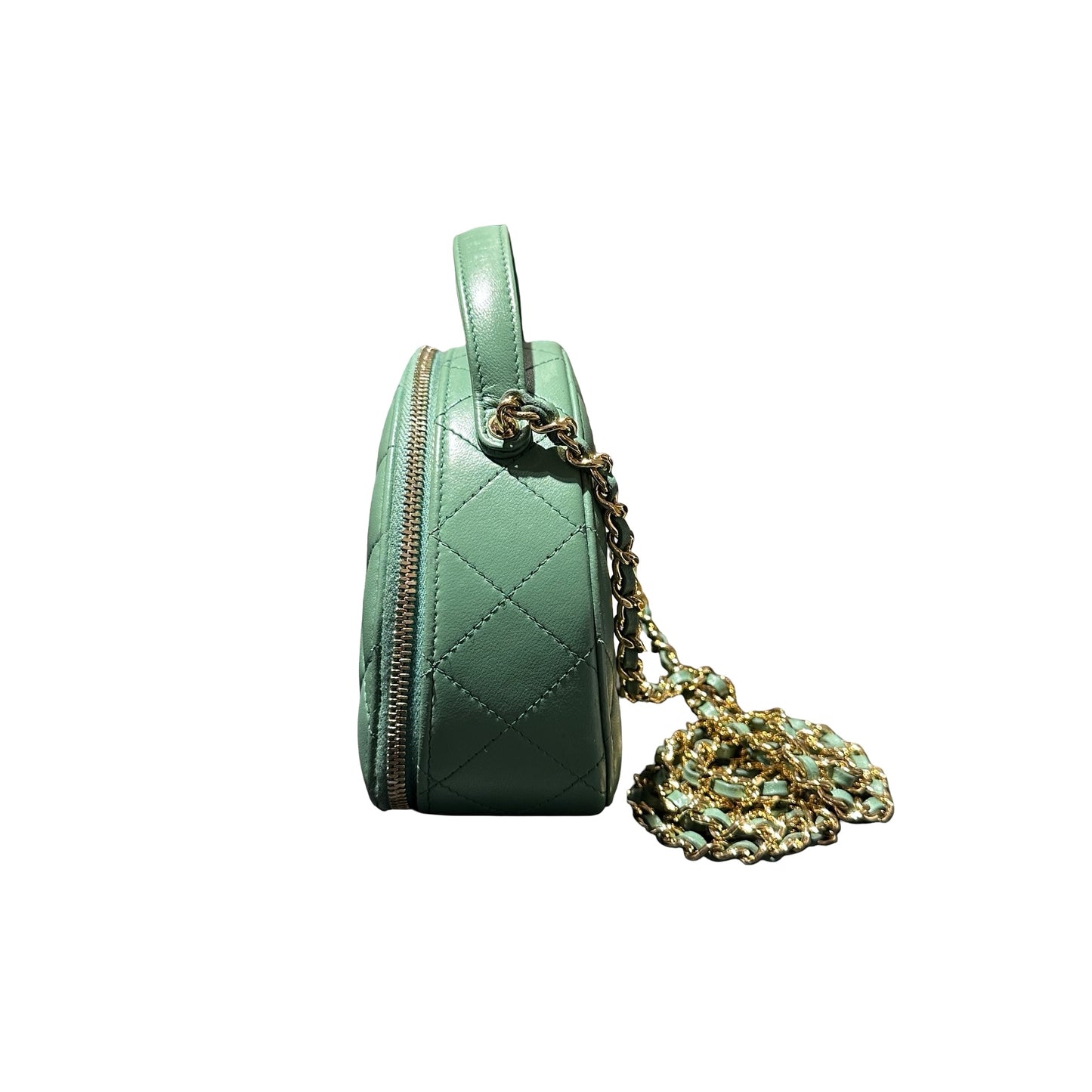 Used Chanel Chic Riviera Top Handle Vanity Case Green GHW