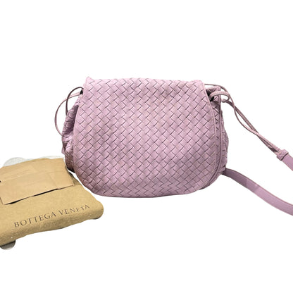 Used Bottega Veneta Lambskin Leather Cross Body Bag Light Purple