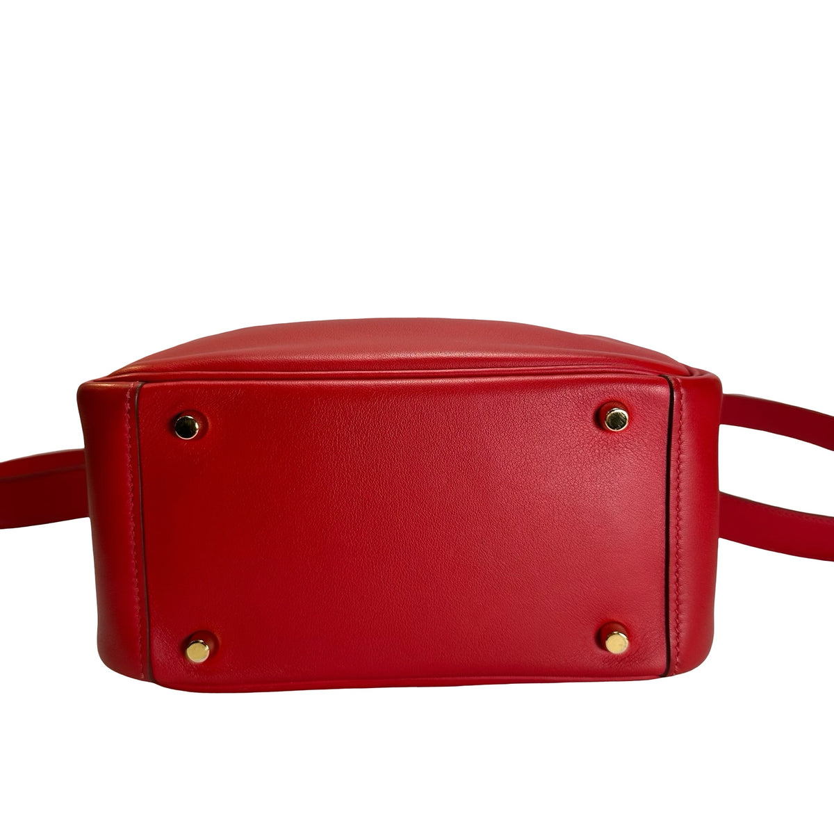 Used HERMES Swift Mini Lindy Handbag Red GHW
