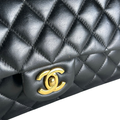 Used CHANEL Quilted Lambskin CF25 Shoulder Bag Black Gold