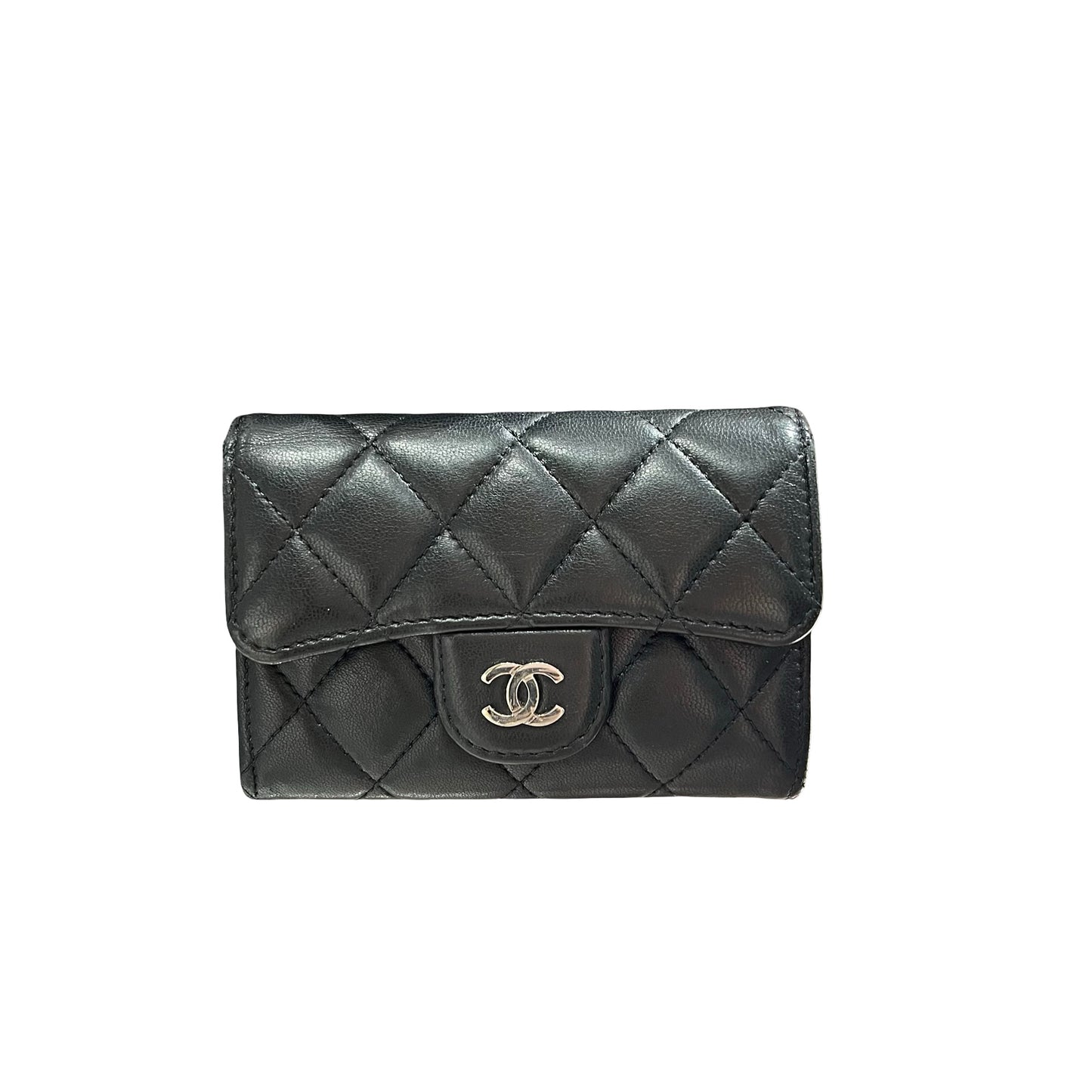 Used Chanel Lambskin Wallet Black PHW