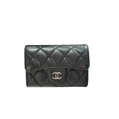 Used Chanel Lambskin Wallet Black PHW