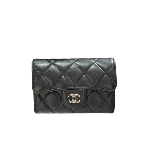 Used Chanel Lambskin Wallet Black PHW