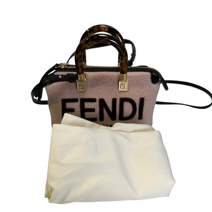 Used FENDI Fur Fendi Roma Logo By The Way Handbag Beige Black