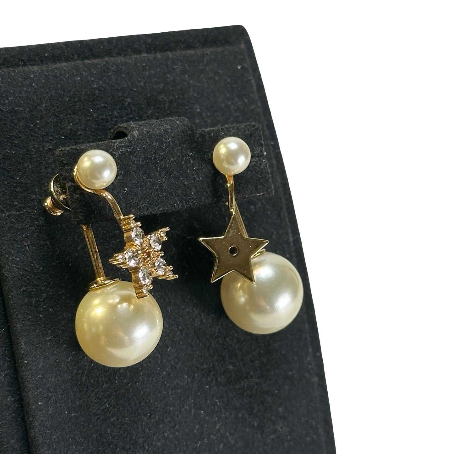 DIOR Pearl Star Tribales Earrings Gold White