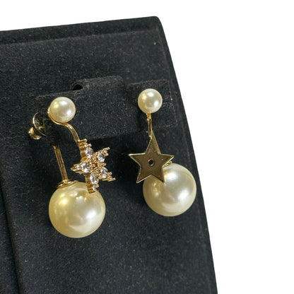 DIOR Pearl Star Tribales Earrings Gold White