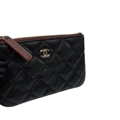Unused CHANEL Calfskin Leather Pouch Black GHW
