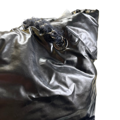 Used CHANEL CC Logo Deauville Tote Bag Black Silver