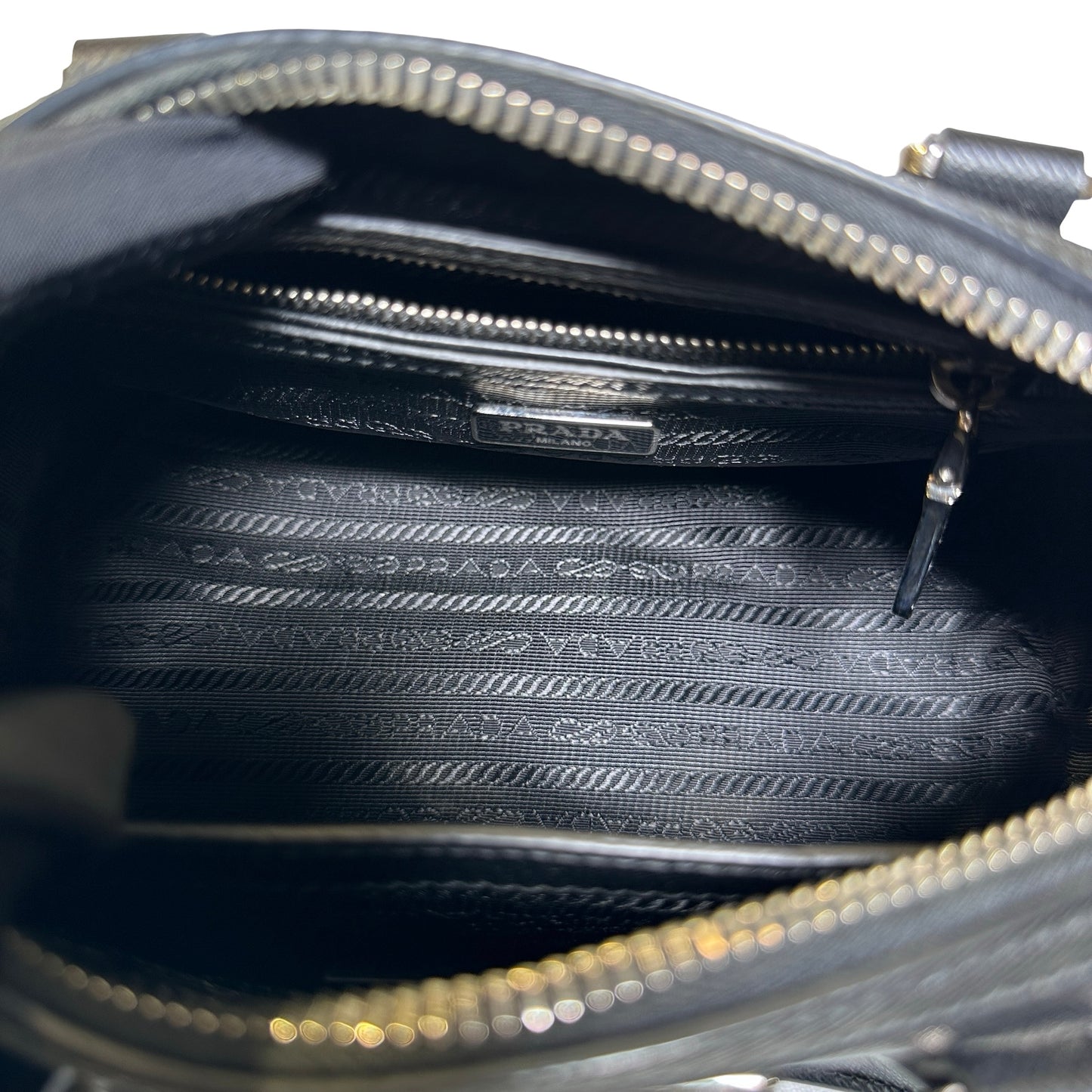 Used PRADA Lambskin Leather Small Top Handle Cross Body Bag PHW Black