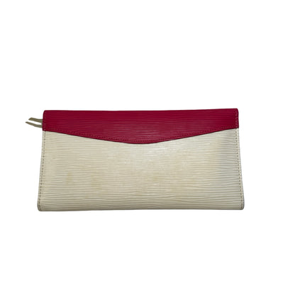 Used LOUIS VUITTON Epi Leather Portefeuille Sarah Long wallet Pink White