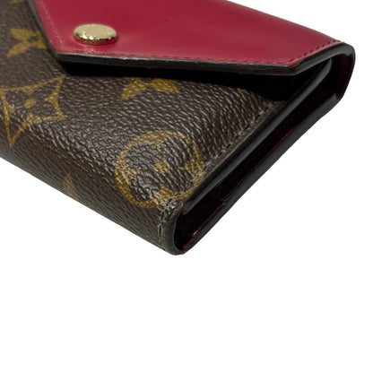 Used Louis Vuitton Monogram Wallet Wallet Brown Red GHW