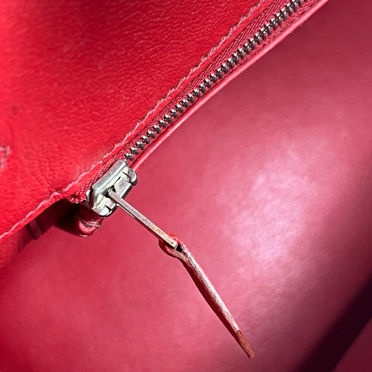 Used HERMES Epsom HAC 28 Handbag Red PHW