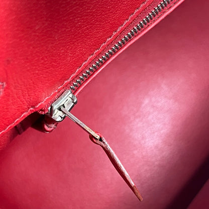 Used HERMES Epsom HAC 28 Handbag Red PHW