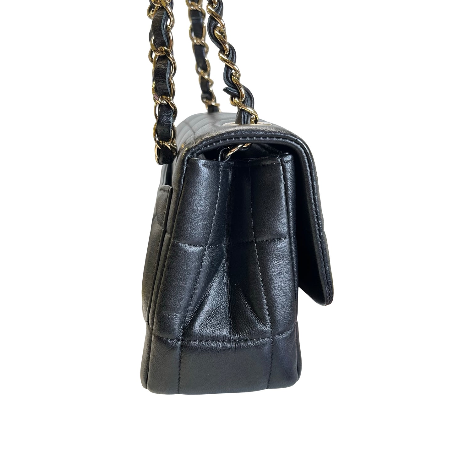 Used CHANEL Lambskin 23C Monaco Mini square flap bag Cross body bag Black