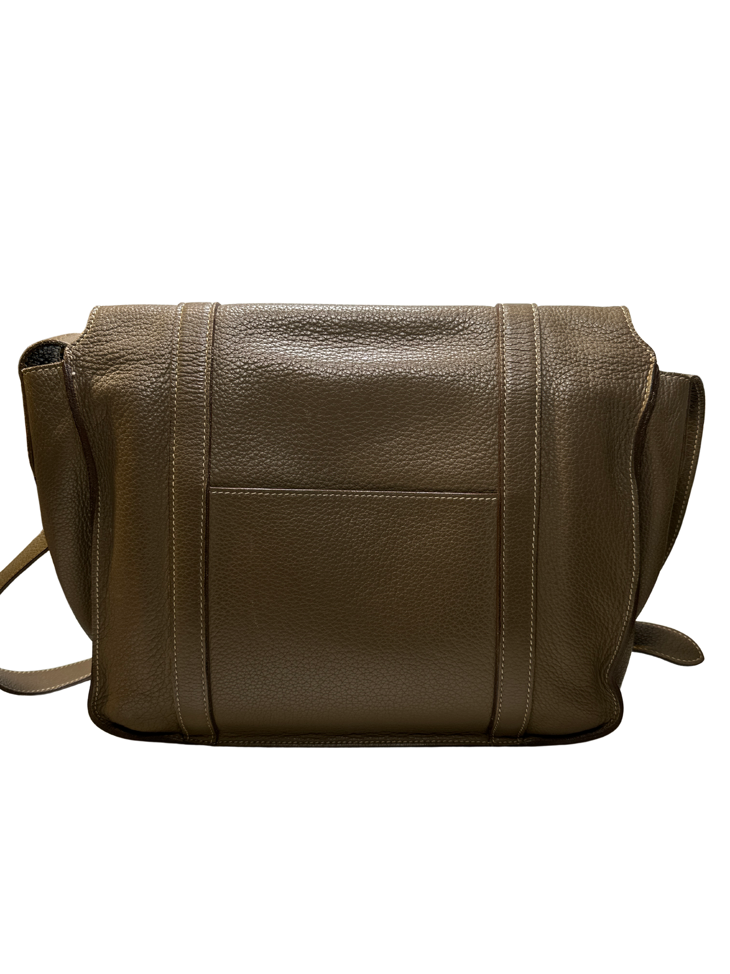 HERMES Clemence Leather Steve 35 Shoulder Bag Brown PHW