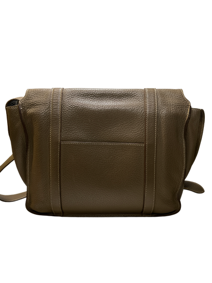 HERMES Clemence Leather Steve 35 Shoulder Bag Brown PHW