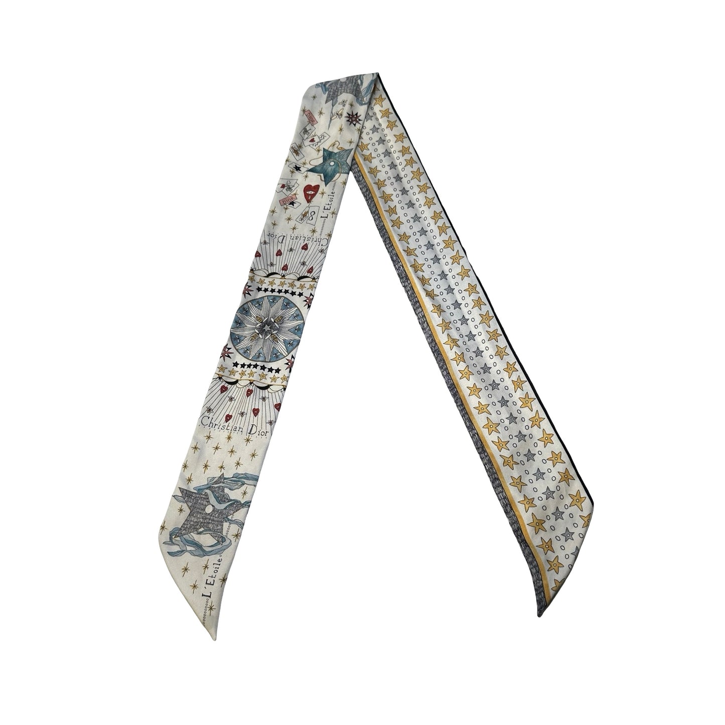 Used DIOR Star Tarot Astrology L'Etoile Twilly White Blue Yellow Grey