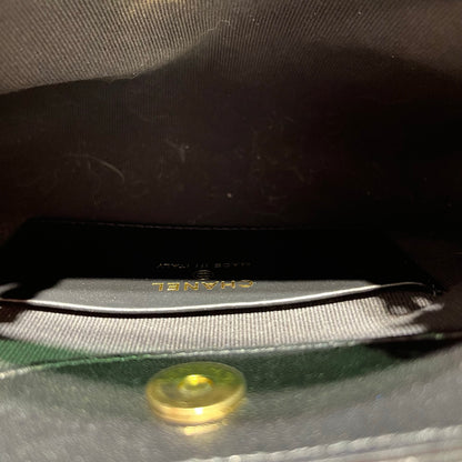 Used CHANEL Suede Lambskin Leather 31 Nano Handbag Black GHW