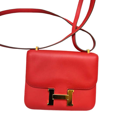 HERMES Swift Mini Constance Crossbody Bag Red GHW