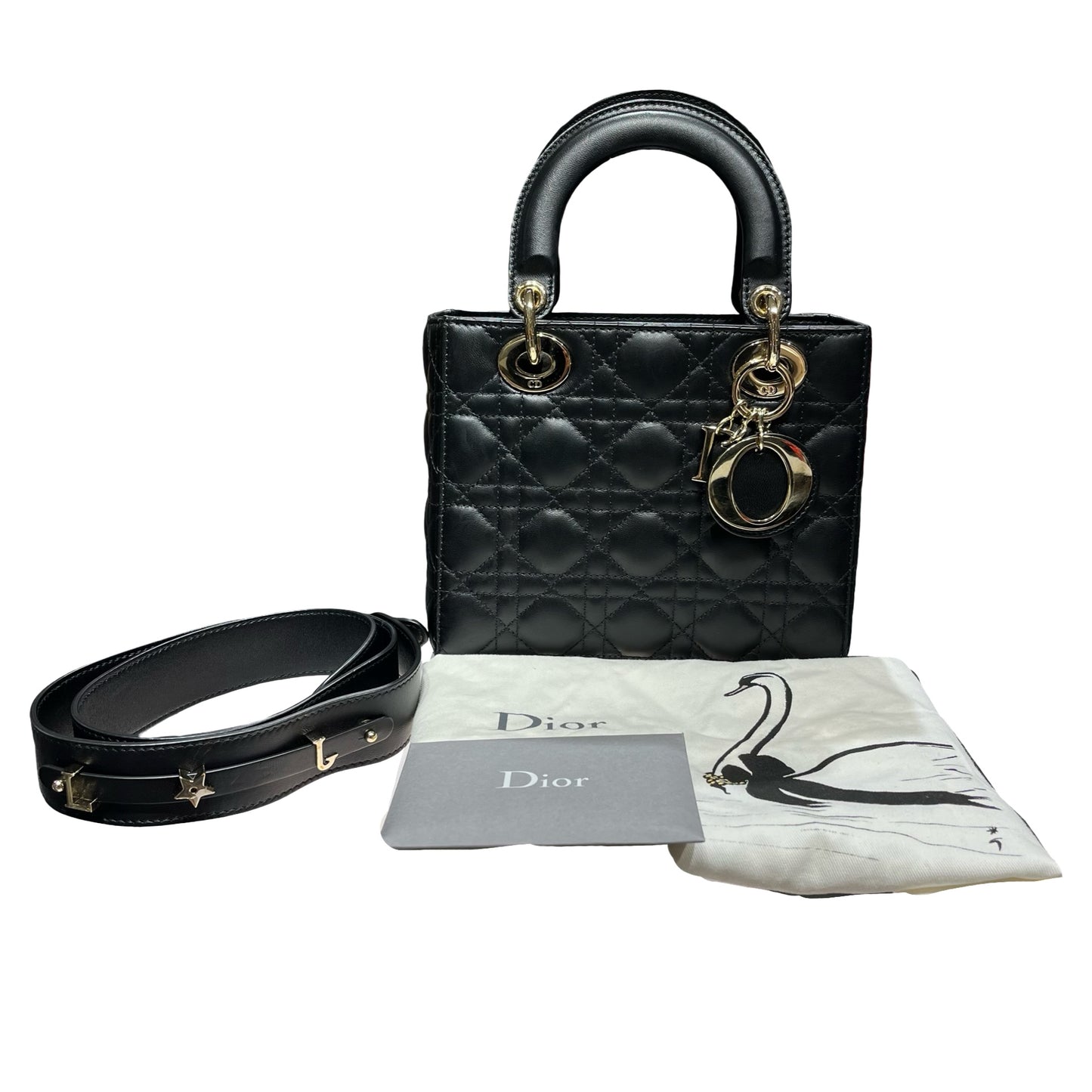 Used DIOR Lady Dior Handbag Black GHW