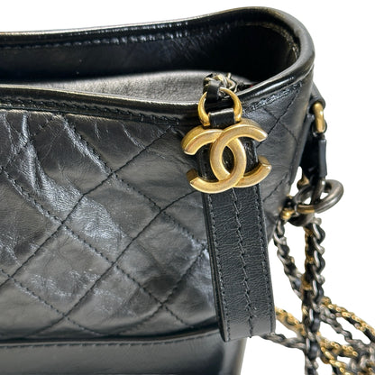 Used CHANEL Quilted Calfskin Gabrielle Hobo Shoulder Bag Black