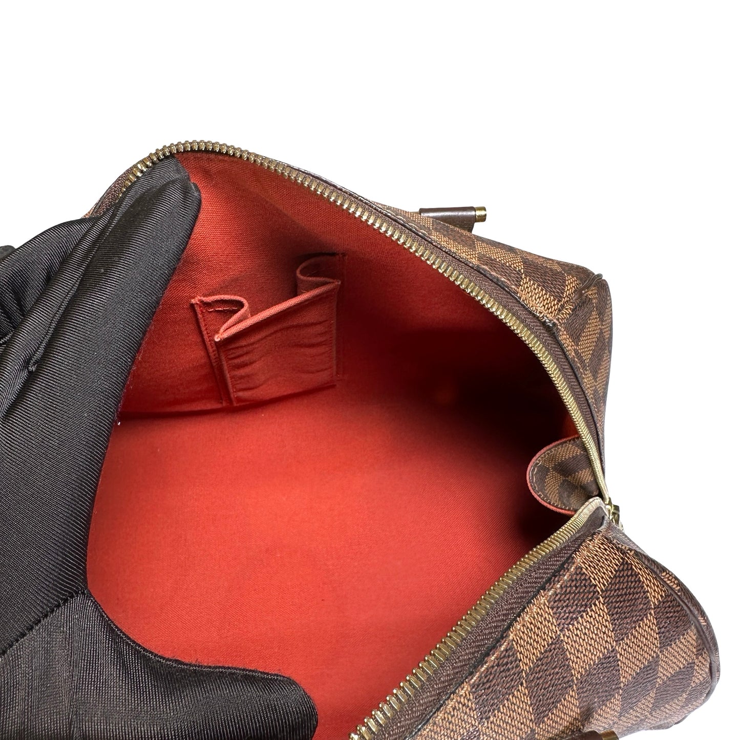 Used LOUIS VUITTON Damier Ebene Triana Handbag Brown GHW