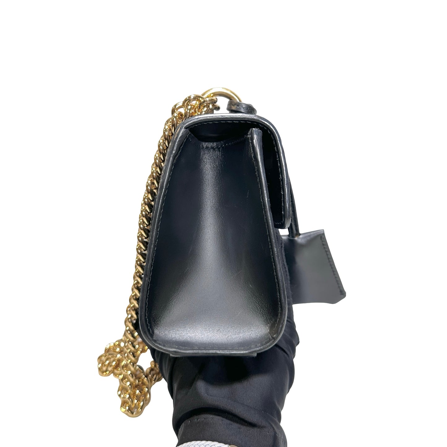 Used GUCCI Calfskin Leather Padlock Shoulder Bag Black GHW