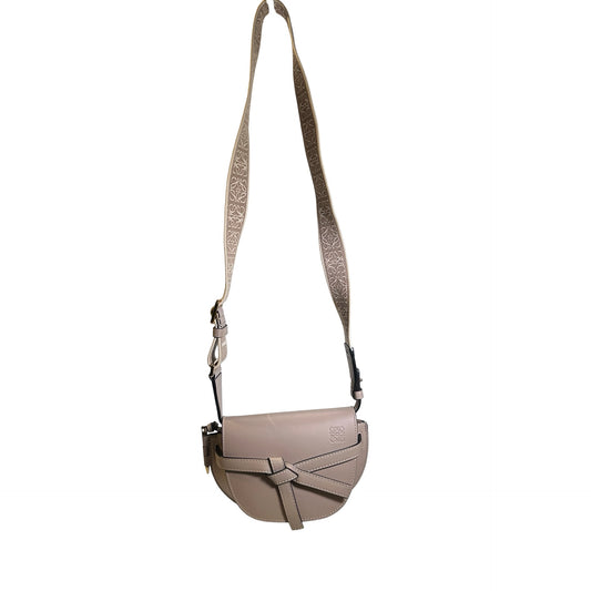 Used LOEWE Calfskin Gate Dual Crossbody Bag Taupe
