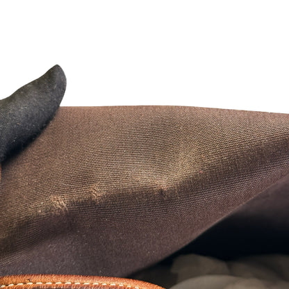 Used HERMES Canvas Leather Barda Shoulder Bag Brown