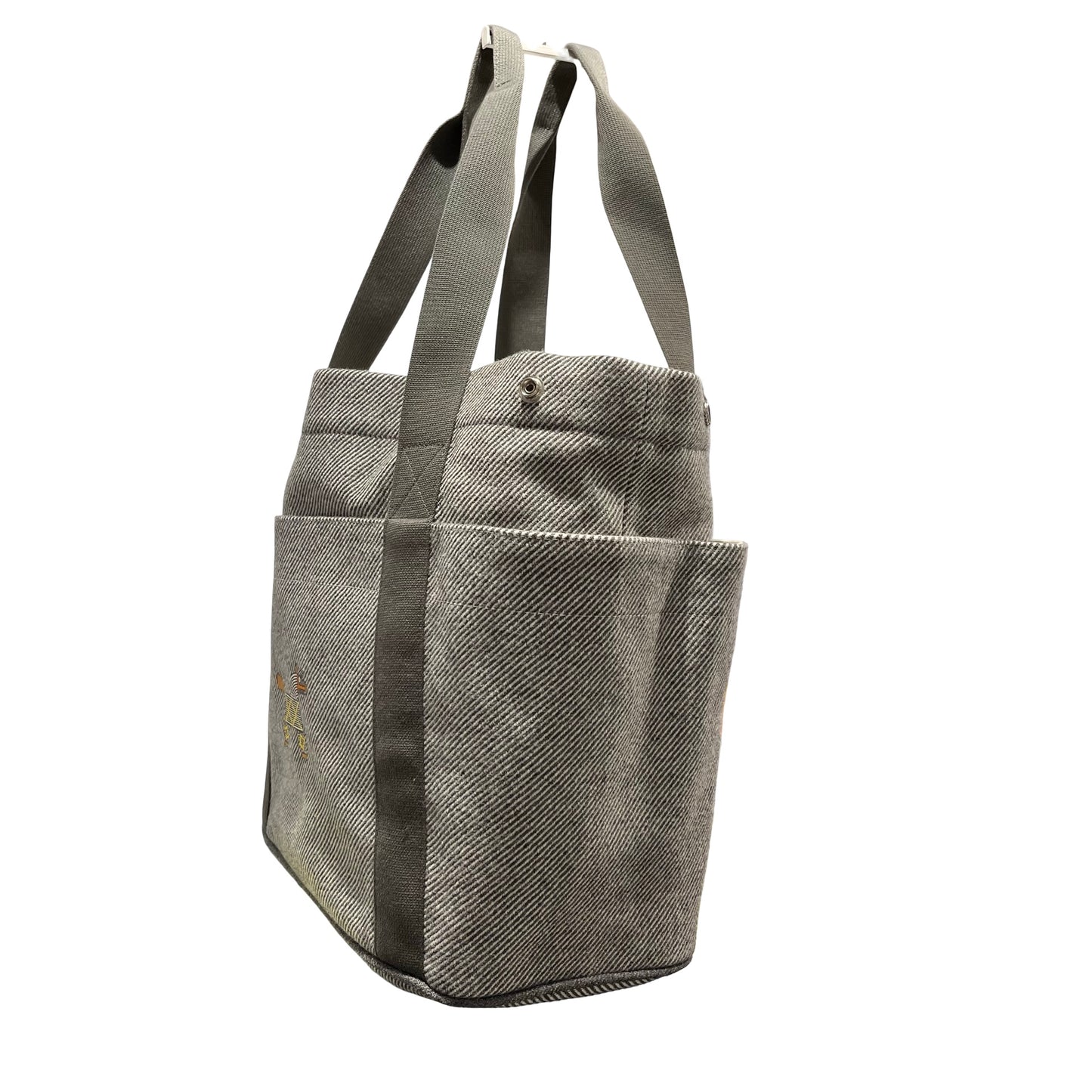 Used HERMES Canvas Animaux Nattes Nappy Bag Tote Bag Grey