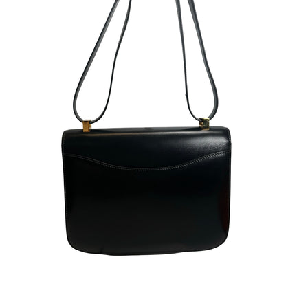 Used HERMES Box Calfskin Constance 24 Shoulder Bag Black Gold