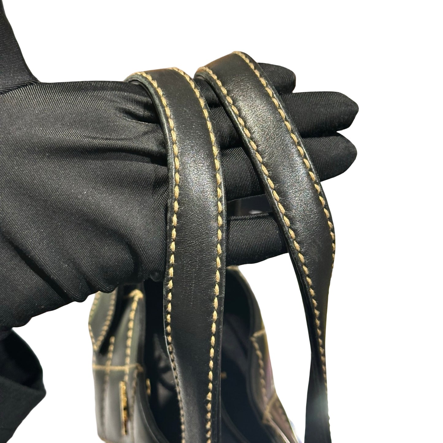 Used CHANEL Lambskin Leather Vintage Black GHW Handbag Black