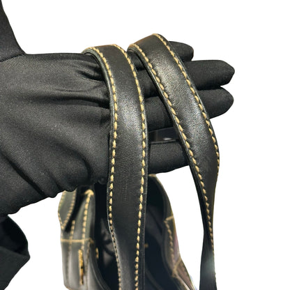 Used CHANEL Lambskin Leather Vintage Black GHW Handbag Black