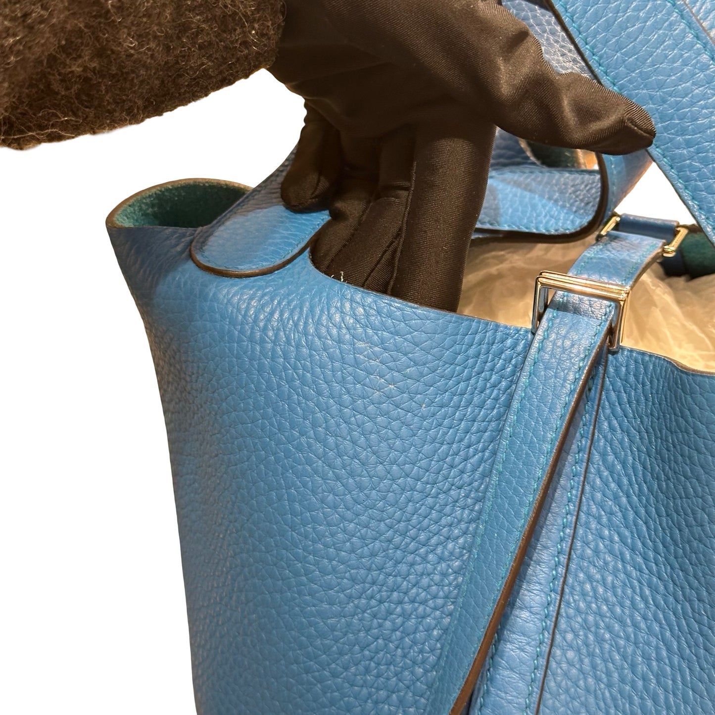 Used HERMÈS TC Picotin 22 Handbag Blue PHW