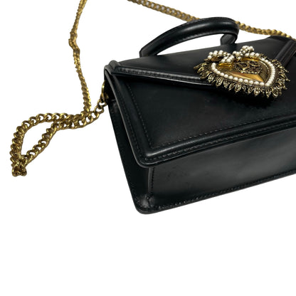 Used DOLCE & GABBANA Calfskin Leather Chain Shoulder Shoulder Bag Black GHW