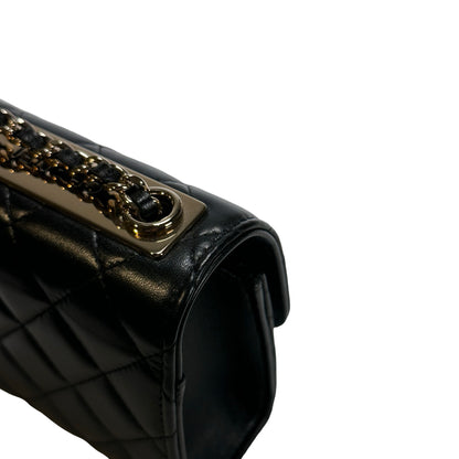 CHANEL Quilted Lambskin Trendy CC Square Clutch with Chain Mini Bag Black GHW