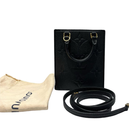 Used LOUIS VUITTON Monogram SAC PLAT Cross Body Bag Black GHW
