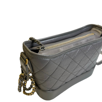 Used CHANEL Quilted Leather Gabrielle Hobo Bag Grey