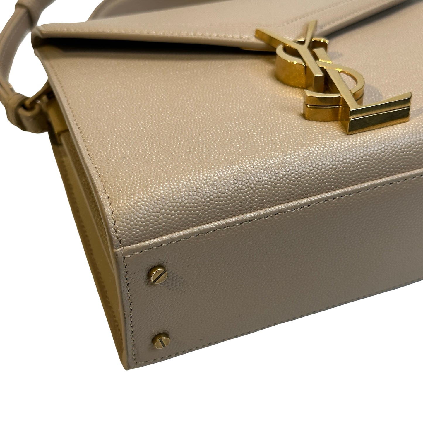 Used SAINT LAURENT grained calfskin Cassandra Handbag taupe