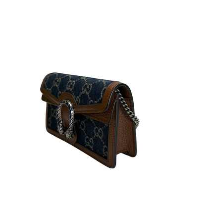 Used GUCCI GG Supreme Denim Dionysus Shoulder Bag Blue Brown